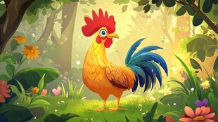 森林中的五彩公鸡