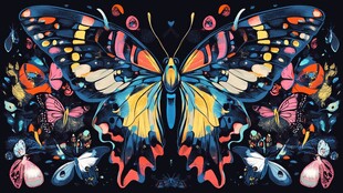 绚丽多彩蝴蝶艺术插画