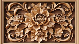 精美木雕花卉装饰图案