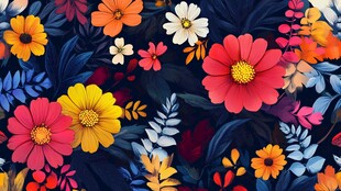 缤纷花卉图案 梦幻视觉盛宴