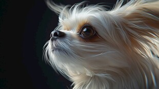 飘逸毛发的可爱小狗