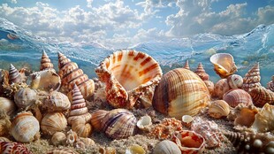 海底缤纷贝壳的梦幻景象