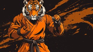 功夫老虎展现武术姿态