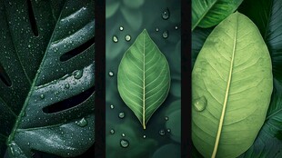 清新绿叶水珠特写