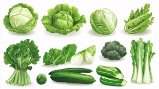 多样新鲜绿叶蔬菜大集合