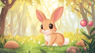 林中萌兔的梦幻田园时光