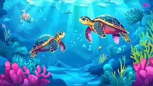 海底双龟畅游奇幻世界