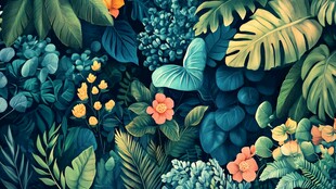 热带植物花卉繁茂景象