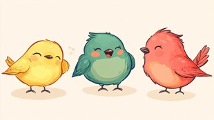 三只可爱小鸟欢乐同框