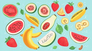 缤纷水果插画 清新又可爱