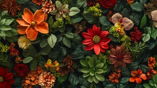 缤纷花卉绿植背景图案