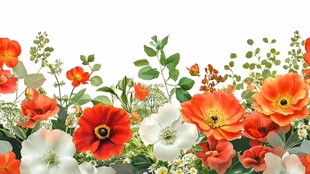 多彩花卉组成的美丽花簇