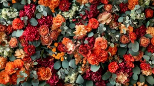 缤纷多彩花卉装饰墙面