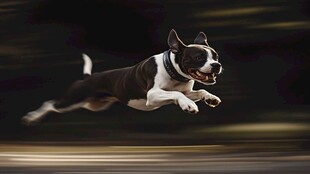 奔跑的黑白斗牛犬