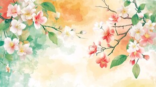 水彩绘繁花 浪漫春日景