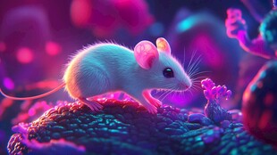 梦幻光线下的可爱小老鼠