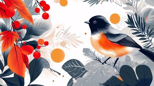 栖息于枝叶间的多彩小鸟