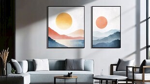 现代简约客厅的艺术挂画