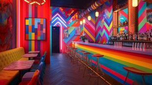 色彩斑斓的潮流酒吧空间