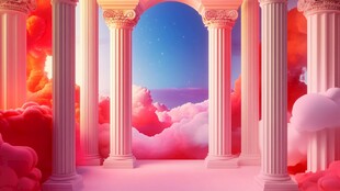 梦幻云端罗马柱唯美场景
