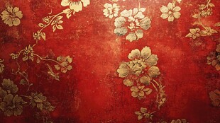 中式红底金花纹饰背景