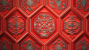 中式红墙精致雕花装饰