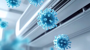 空调内的蓝色病毒微观景象