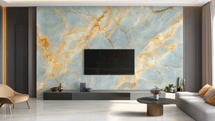 现代轻奢风大理石电视背景墙