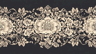 复古花卉边框图案设计