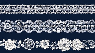 复古白色蕾丝与花卉图案