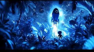 梦幻森林中的火箭升空场景