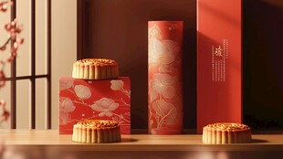 中式月饼礼盒精美展示