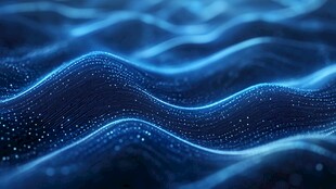 蓝色动态粒子波浪背景图