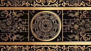 中式黑金古典花纹装饰图