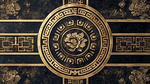 中式黑金古典花纹装饰图