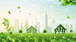 绿色家园与城市天际线