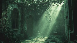 幽秘古巷中的光影绿意