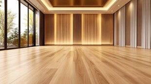 宽敞明亮的木质空旷室内空间