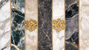 奢华大理石拼饰与金饰图案