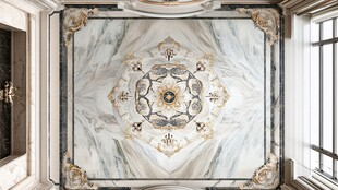 奢华大理石拼花地板设计