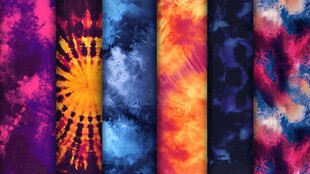 多彩扎染布料图案展示