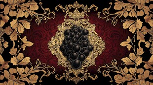 华丽黑金葡萄复古装饰图
