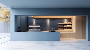 现代简约风咖啡店内部一角