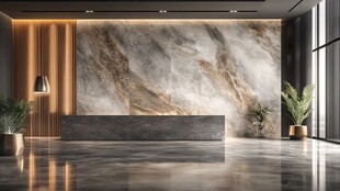 现代简约风大理石前台大厅