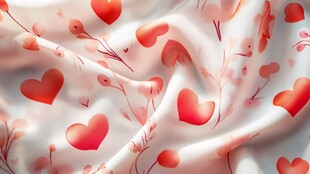 心形花卉图案柔软丝绸布料