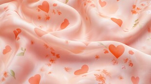 粉色爱心印花柔软丝绸面料