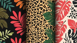 热带豹纹风多彩图案素材