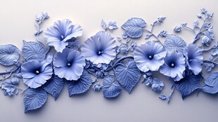 蓝色立体花卉装饰图案