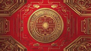 中式红金古典花纹装饰图案