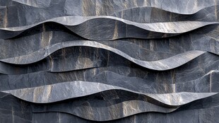 波浪形灰色石材墙面纹理